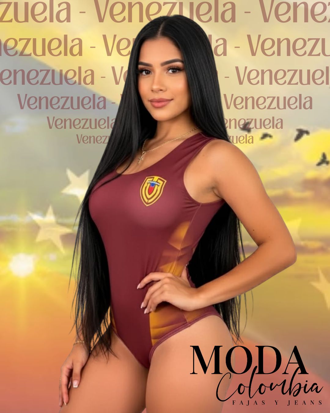 Burgundy Venezuela Crest Sleeveless Body Slimmer 303