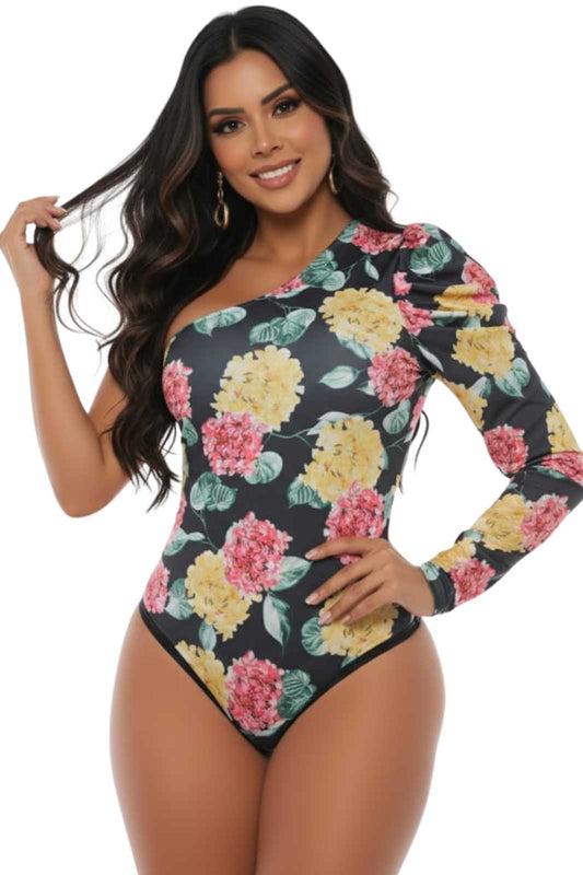 Colombian Floral Long Sleeve Body Slimmer 7993