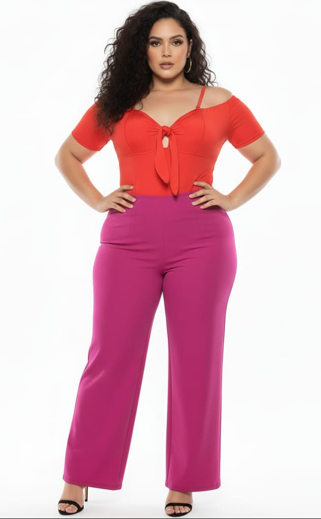 Colombian Red Off-The-Shoulder Tie-Front Body Slimmer 2062